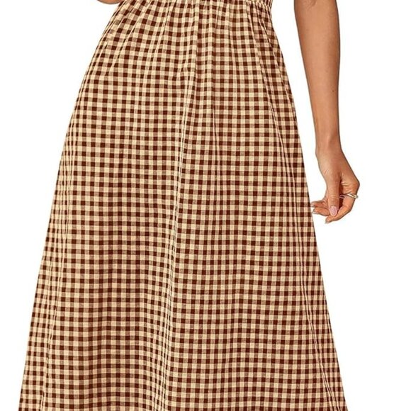 Elegant Women's 2025 Summer Spaghetti Strap Maxi Dress with Pockets - Coffee - Picture 1 of 8